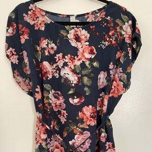 Navy with roses XL blouse